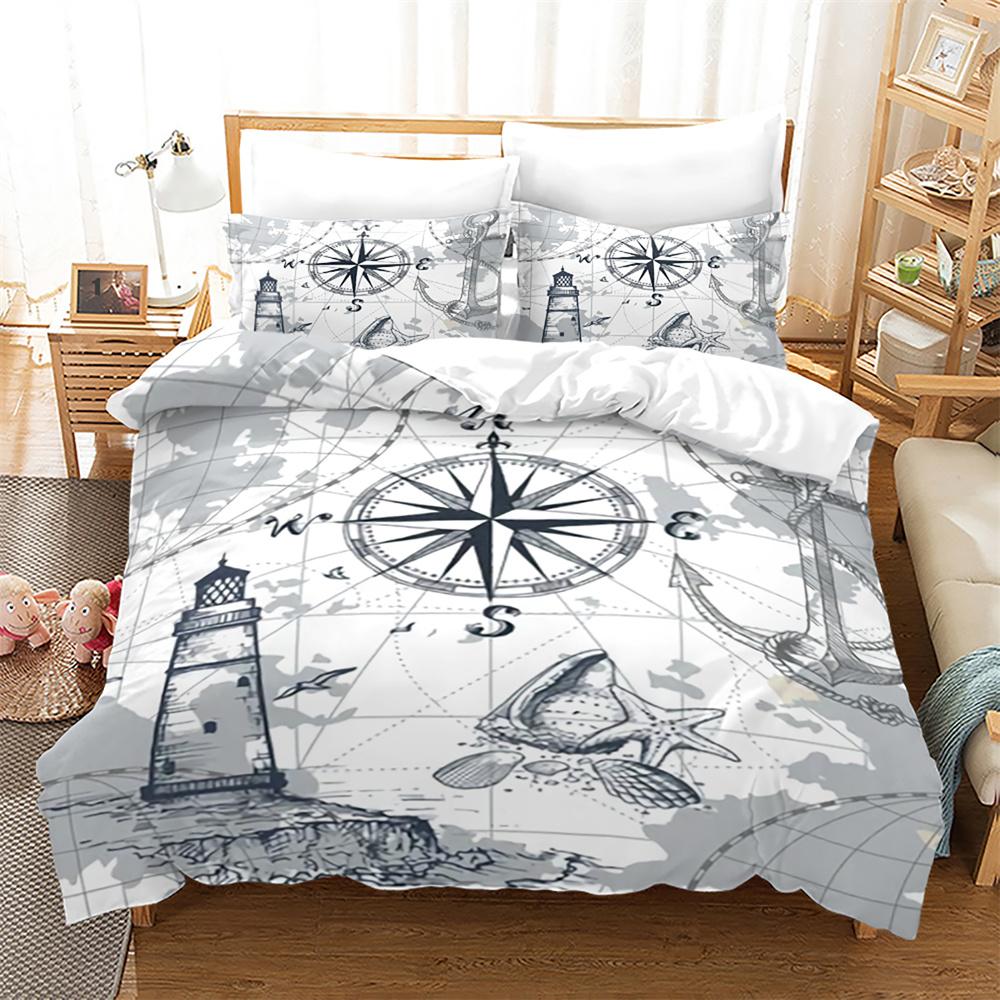 Pirate Ships Duvet Cover Set Vintage Nautical Style Comforter Cover Polyester Bedding Set Medieval Sailing Ship King Queen Size