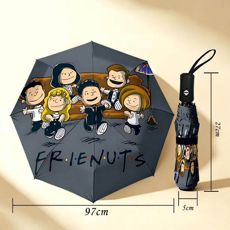 Friends Forever 8 Ribs 3Fold Black Glue Uv Protection Umbrella Sun Protection Rainproof Compact Folding Umbrella For Travel Daily Use C92435