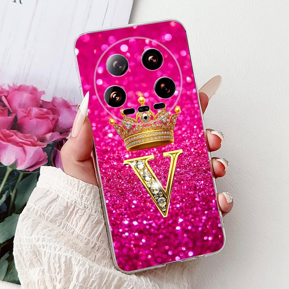 For Xiaomi 14 Ultra Case Mi 13 Ultra New Crown Letters Back Cover Soft Silicone Phone Case For Xiaomi 13 Ultra Mi 14Ultra Bumper