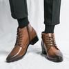Модные новые мужские ботинки на высоком каблуке, повседневные мужские туфли из натуральной кожи с острым носком, с боковой молнией, мужские ботинки с острым носком, мужская обувь