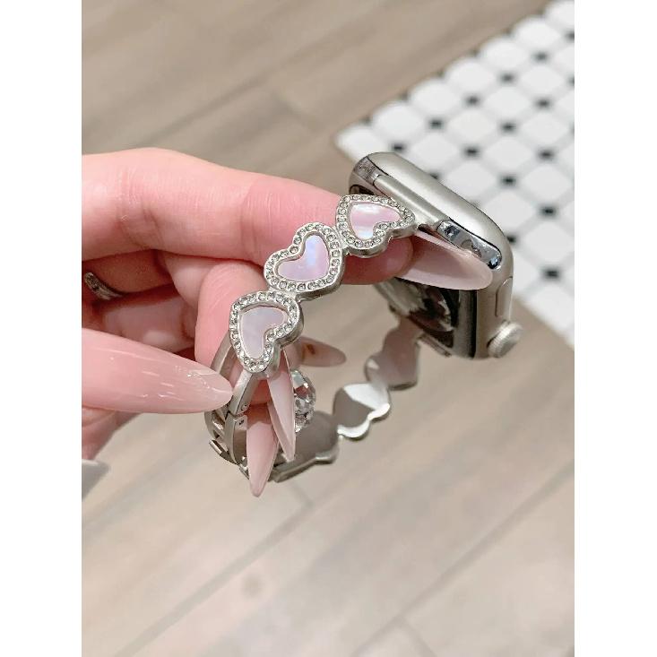 New Bling heart-shaped metal For Apple Watch band women Series S11/10/8/7/6/3/4/5/9 40mm 41mm 38mm 42mm 44mm 45mm 46mm Strap