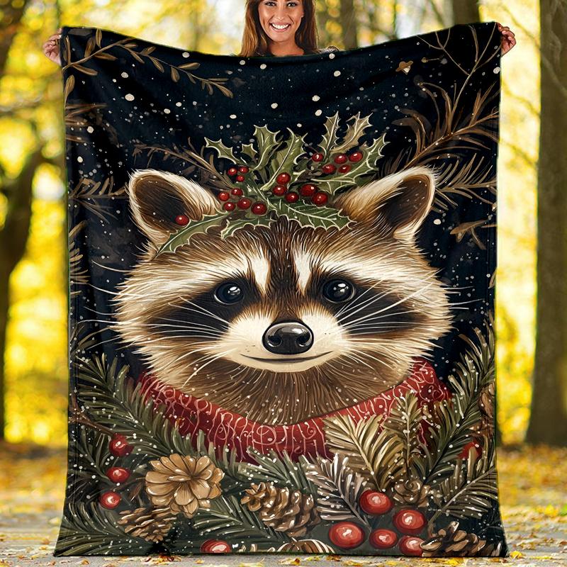 Christmas Animals Theme Printed Blanket - Perfect for Couch, Bed, Travel & Outdoor Use | Machine Washable, Cozy & Durable.
