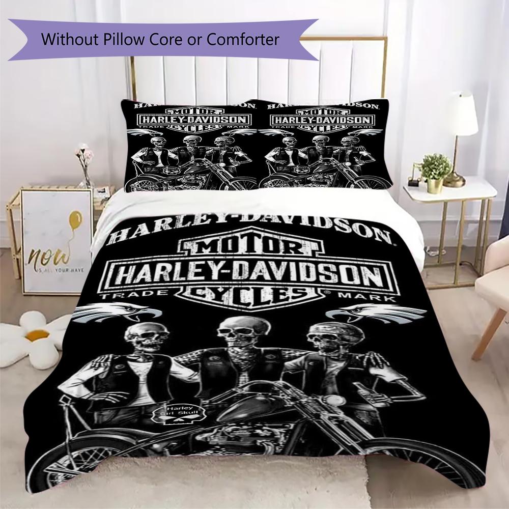 Vintage Harley Davidson Logo Bedding 1 Duvet Cover 2 Pillowcase Without Core Without Core Soft And Comfortable Bedding Set