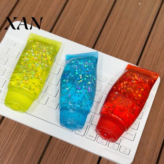 Toothpaste Tube Squeeze Toy Clear Toy, Stress Relief Star Glitter Sensory Slow Rising Soft Transparent Safe