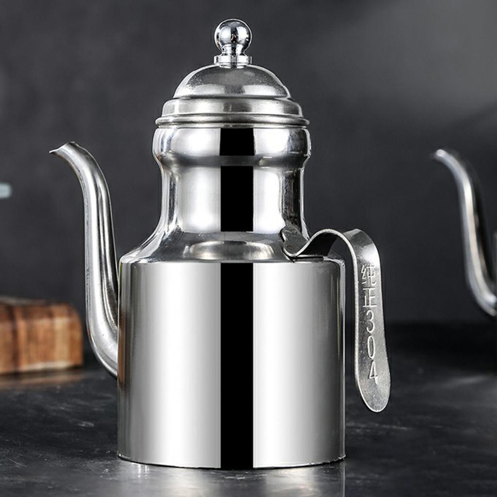 Home Oil Vinegar Dispenser Household Jug Silver Stainless Steel 1pc Vinegar Dispenser Oil Olive Pot Pourer Sauce