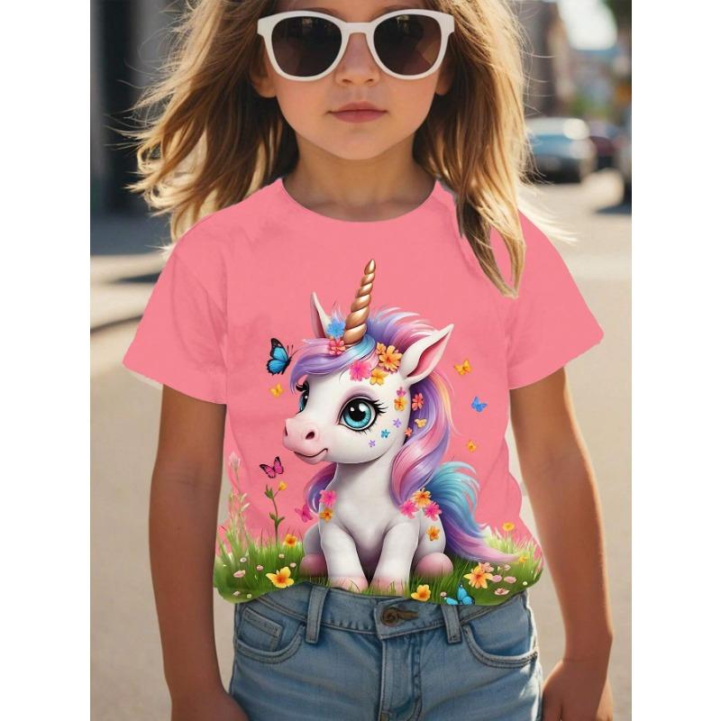 Верхняя одежда весна осень с принтом короткий рукав круглый вырез для девочек низ верх футболки для девочек