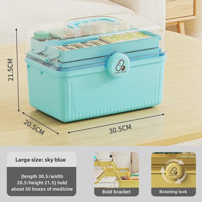 Портативный многослойный ящик для хранения лекарств: Удобный, многофункциональный и классифицированный пластиковый органайзер для домашнего использования