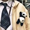New Cute Creative Panda Brooch Papa Bear Doll Cartoon Pin Plush Cute Fabric Gift Fashion Dress Coat Accessory Fashion Gifts Pins