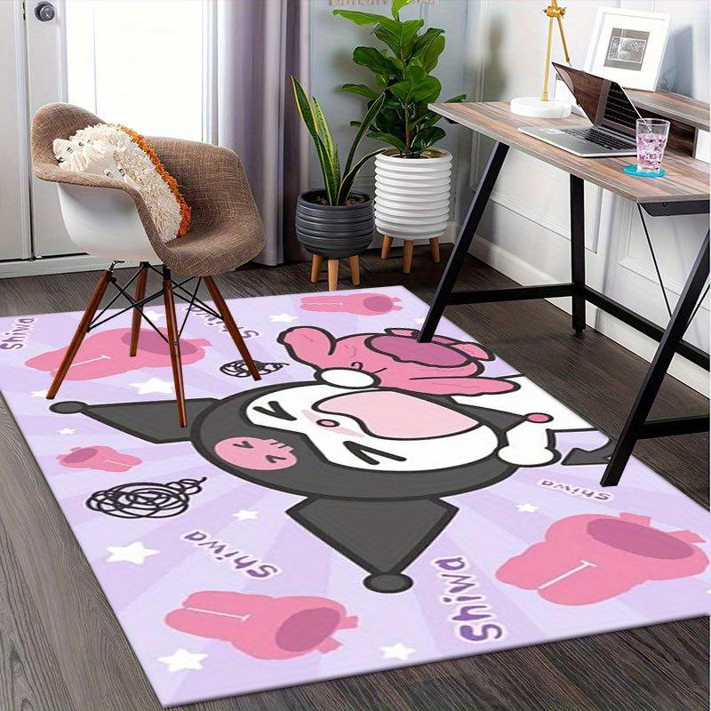 1pc Sanrio Kuromi Mermaid Printed Office Carpet Rectangle Rug Under The Table,Perfect Room Decor for Living Room, Bedroom, Kitchen, Non-slip Floor Mat