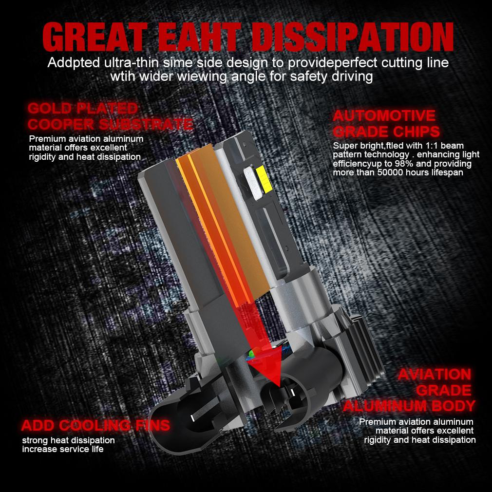 2Pcs 25000LM H8 H11 LED Headlight Bulbs 9005 HB3 9006 HB4 Canbus Car Fog Light 50W Turbo Led Diode Lamp Auto Driving Light 12V 6000K White Plug&Play