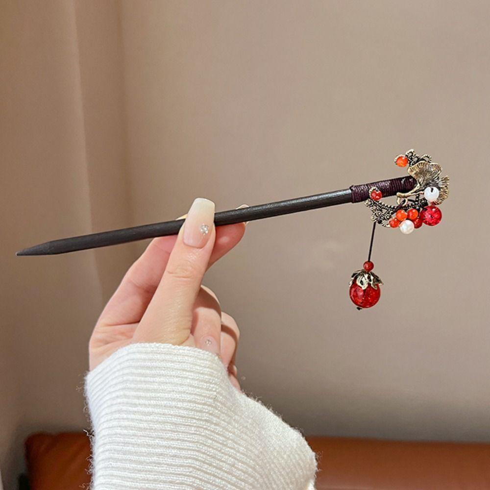 Китайский стиль Цветочная палочка для волос Вилка для волос Ханфу Палочка для волос Классическая деревянная палочка для волос Девушка