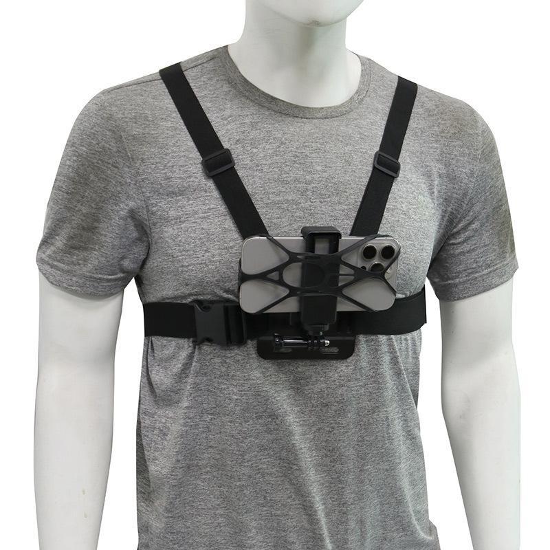 Wearable Chest Phone Mount Adjustable Elastic Straps POV Shooting Holder for Vlogging Fitness Training Running Outdoor Sports