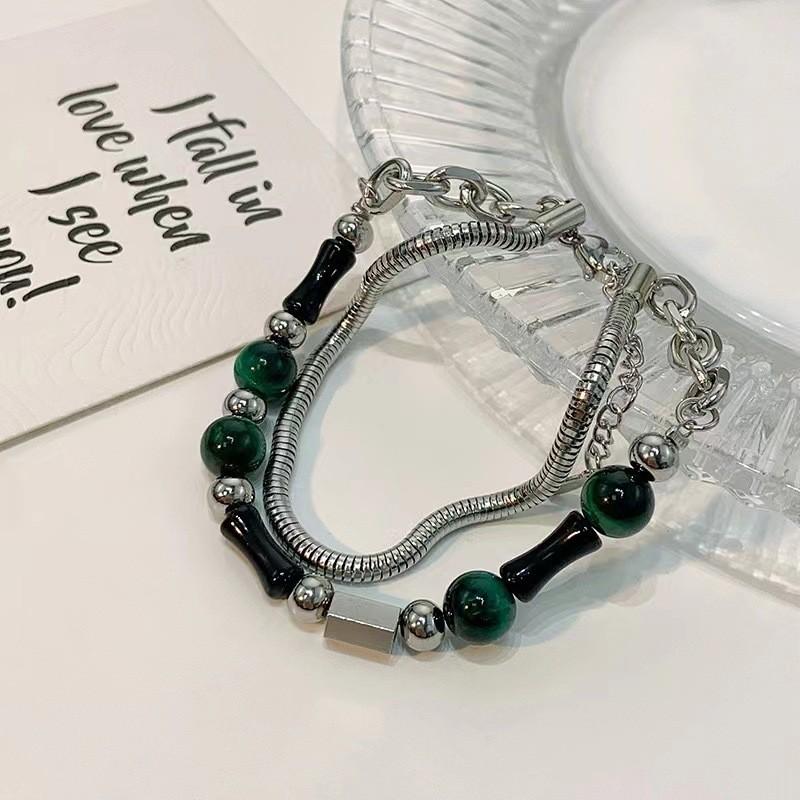 Титановый браслет стальной для женщин лето 2024 уникальный двухслойный дизайн