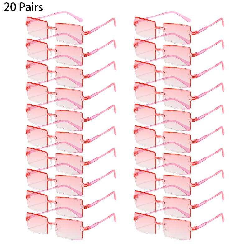 16/20 пар Прямоугольные Солнцезащитные очки Мужские Модные Безободковые Градиентные Многоцветные Пляжные Оттеночные очки Женские Новые Модные Рейв Солнцезащитные очки