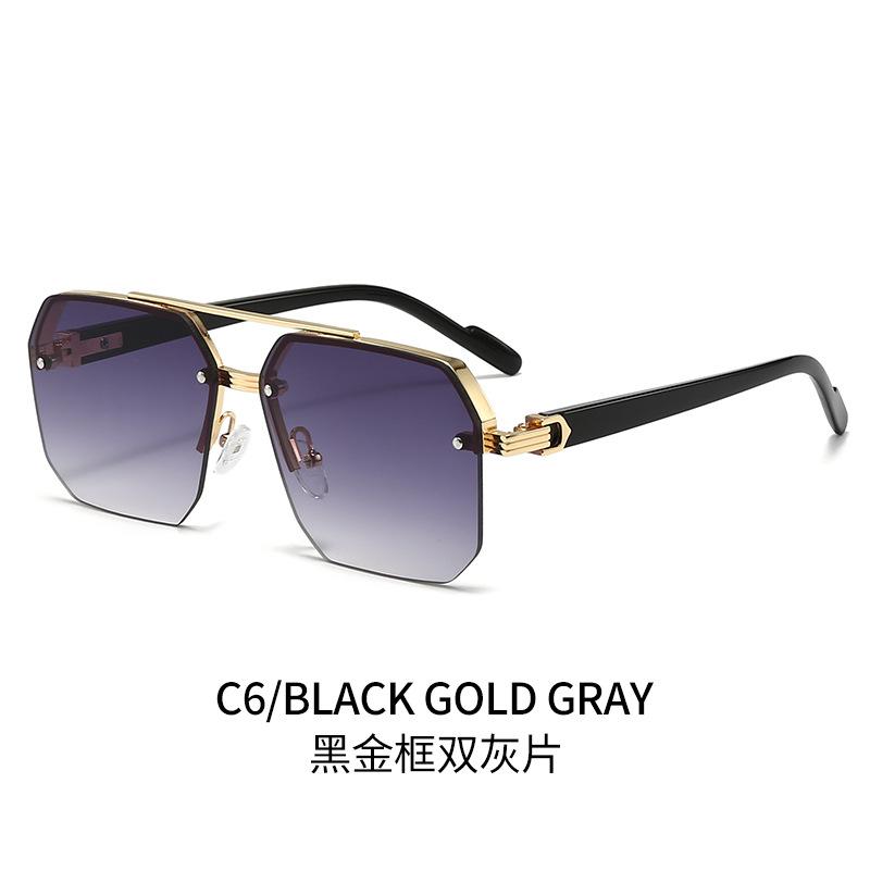 Cool Square Half-Frame Double-Beam Sunglasses for Men and Women