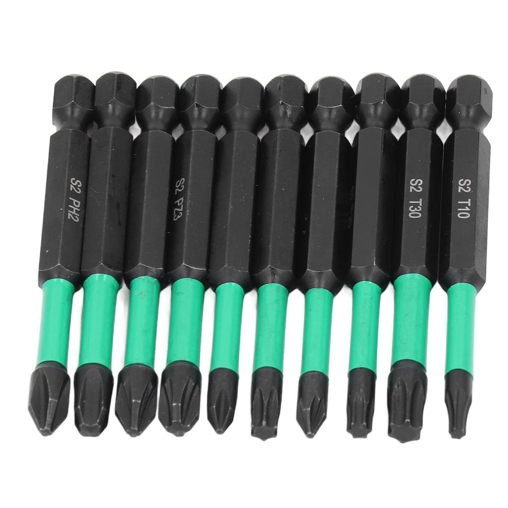 Набор магнитных бит для отвертки 10 шт. Крестообразные Звездообразные Нескользящие Высокая Твердость Мощное Сверление Ударная Дрель