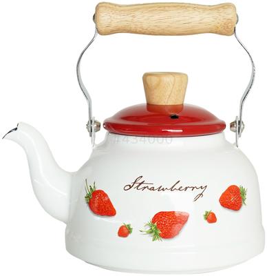Эмалированный чайник Fuji с клубникой 1,6 л, для индукционных/прямых плит, милый узор с клубникой