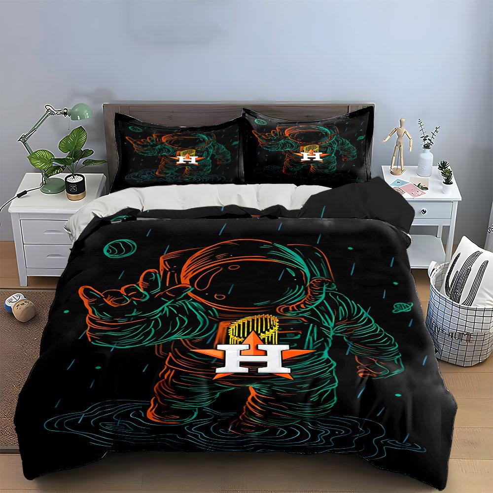 "Neon Astronaut with H-Star Logo" Print Bedding Set Duvet Cover Pillowcases (1* Duvet Cover 2* Pillowcases Do Not Include Comforter)