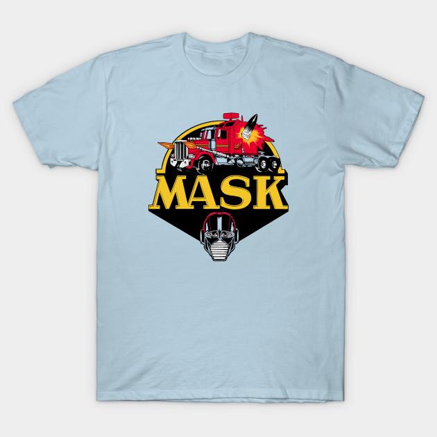 Men Black Print T-shirt Mask - Mobile Armored Strike Kommand No-Cut Heat Transfer Print Cotton Tshirt