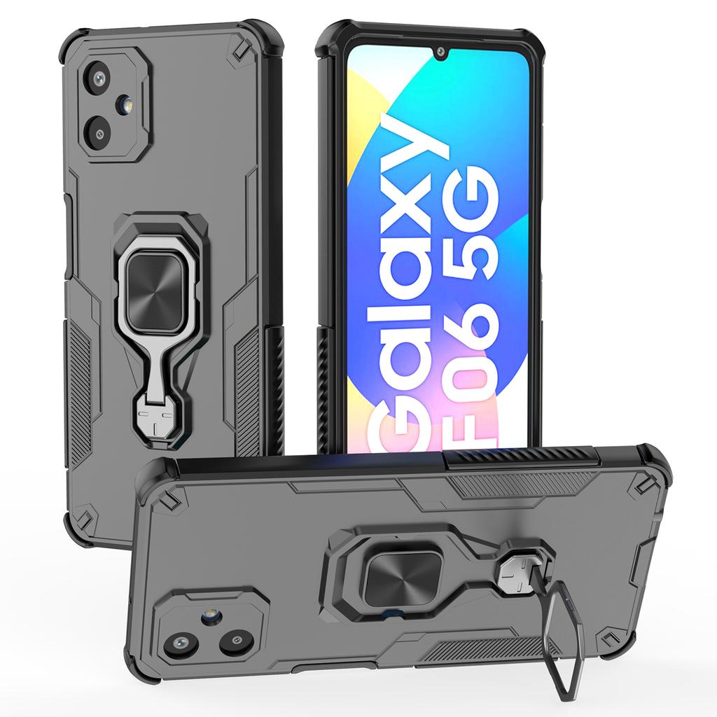 For Samsung Galaxy F06 5G Case Rotatable Ring Kickstand PC+TPU Shockproof Phone Cover
