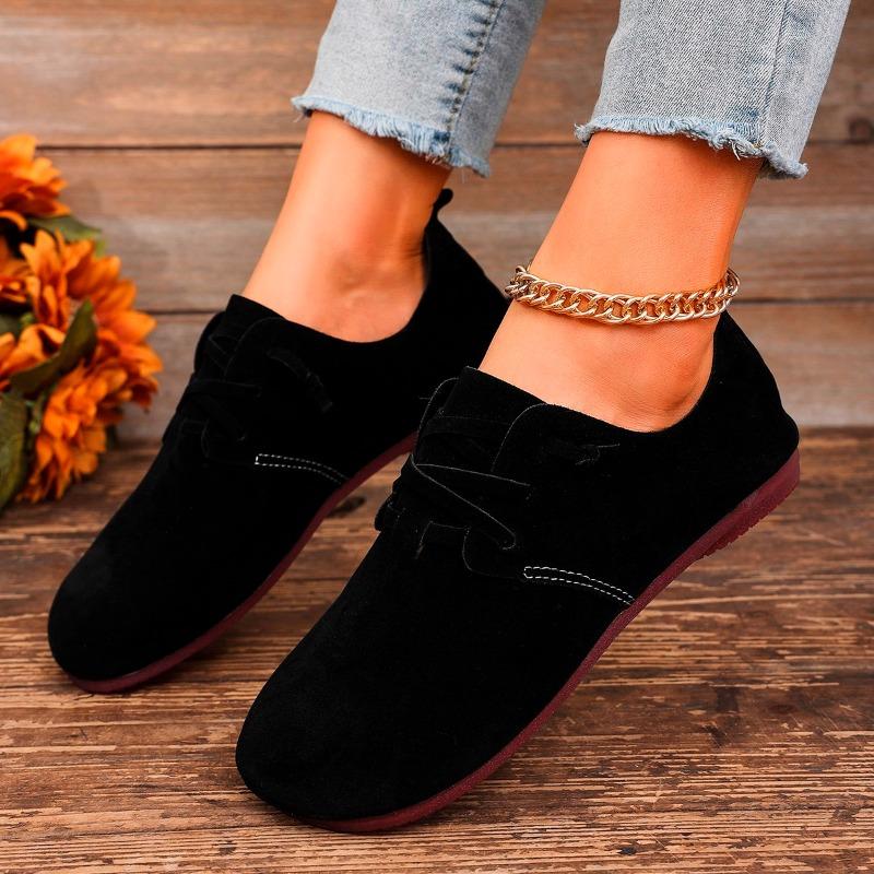 Women's Shoes  Plus Size Lace Up Women's Flats Outdoor Casual Flats Women Round Toe Soft Bottom Ladies Shoes  Mujer