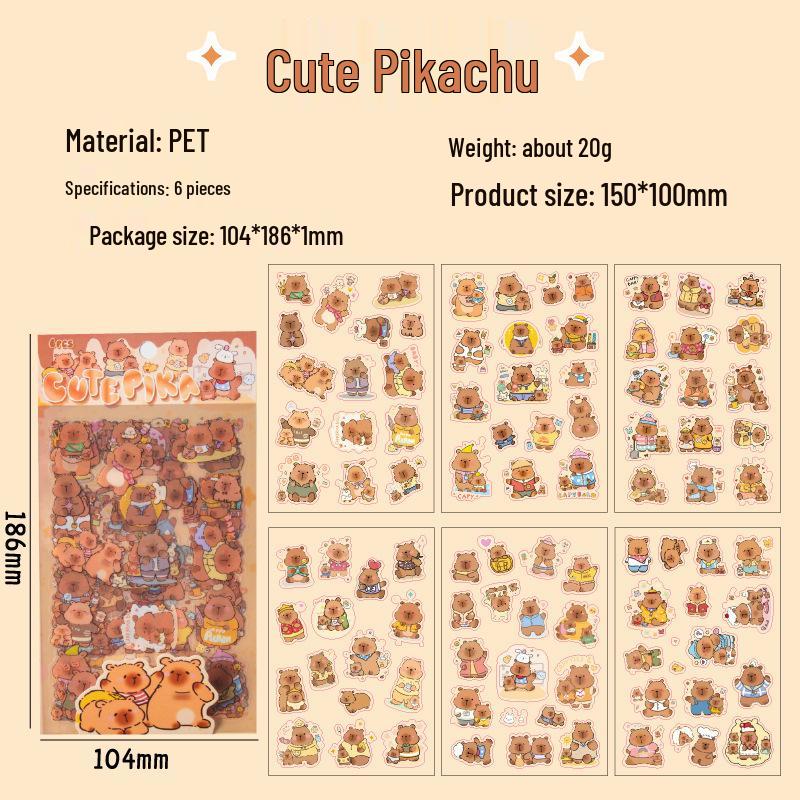 Capybara Cute Waterproof Stickers for Kids - Ins Style Collage & DIY Journal Decoration