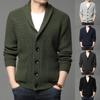 2025 New European And American Men'S Long Sleeve Sweater Cardigan Side Pocket Solid Color Knitted Sweater Men'S Single Breasted Coat
