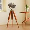 Double Shaded Floor Lamp, Antique Finish Floor Lamp with Brown Wood Tripod Stand  Decorative Lamp