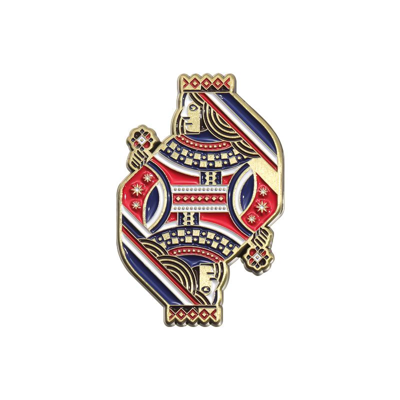 Эмалевые значки с символами игральных карт, креативные броши в виде покерных короля и королевы, значки на лацкан для рюкзака, панк-украшения, подарок для детей и друзей