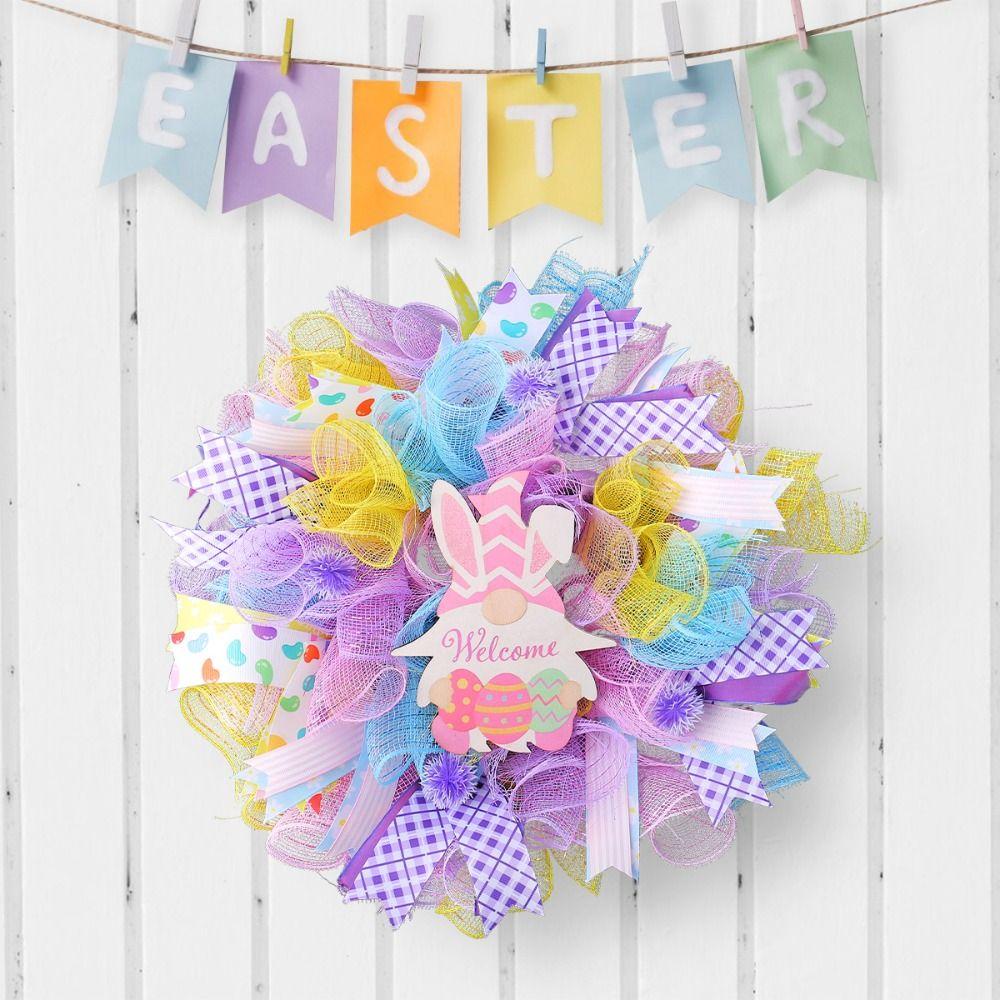 Handmade Easter Dwarf Rabbit Wreath Hanging Door Hanging Garlands Party Favors