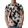 Funny Dog Print Men's Crew Neck Fashionable Short Sleeve Sports T-shirt, Comfortable And Versatile, For Summer