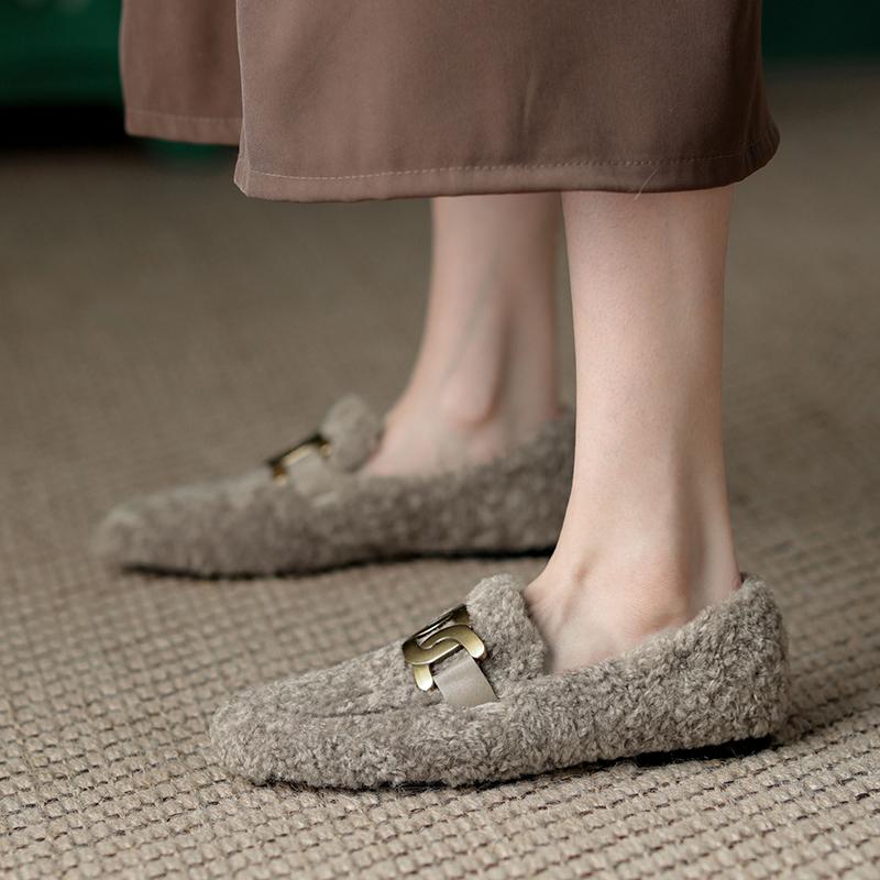 Мода 2024 Новые женские балетки для женщин с круглым носком и толстым каблуком Ретро туфли на низком каблуке Сохраняющие тепло балетки