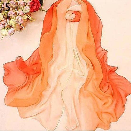 Women's Fashion Scarves Casual Pastoralism Chiffon Printing Gradient Ramp Scarf