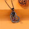 Halloween Skull Heart Shape Pendant Necklace for Women Exquisite Inlaid Zircon Black Gold Color Chain Necklace Jewelry Personalized Gift