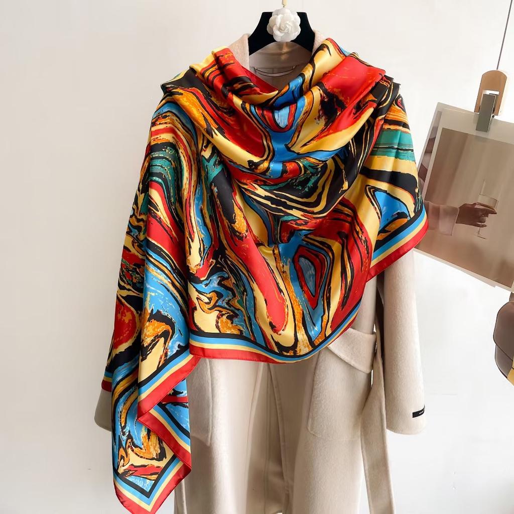 Hangzhou Silk Silk Scarf Autumn and Winter Shawl Two-purpose Thin Style Versatile Fashion New High-end High-end Exterior Matching