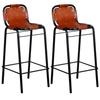 Bar Stools - vidaXL - Genuine Leather - Brown - Set of 2 - Industrial Style