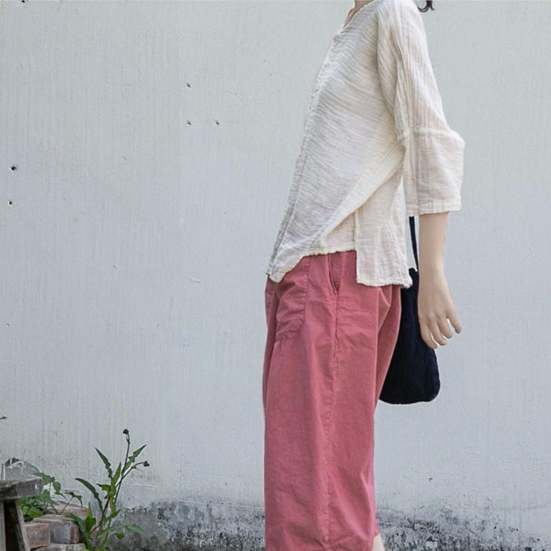 Johnature Женские винтажные хлопковые футболки Ramie, однотонные летние футболки с круглым вырезом и половиной рукавов, повседневные мягкие футболки