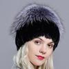 Женская шапка из меха норки Модная Зимняя с помпоном Роскошные шапки из лисы Женская Теплая Толстая Стильная из Натурального Меха Элегантные Вязаные Шапки