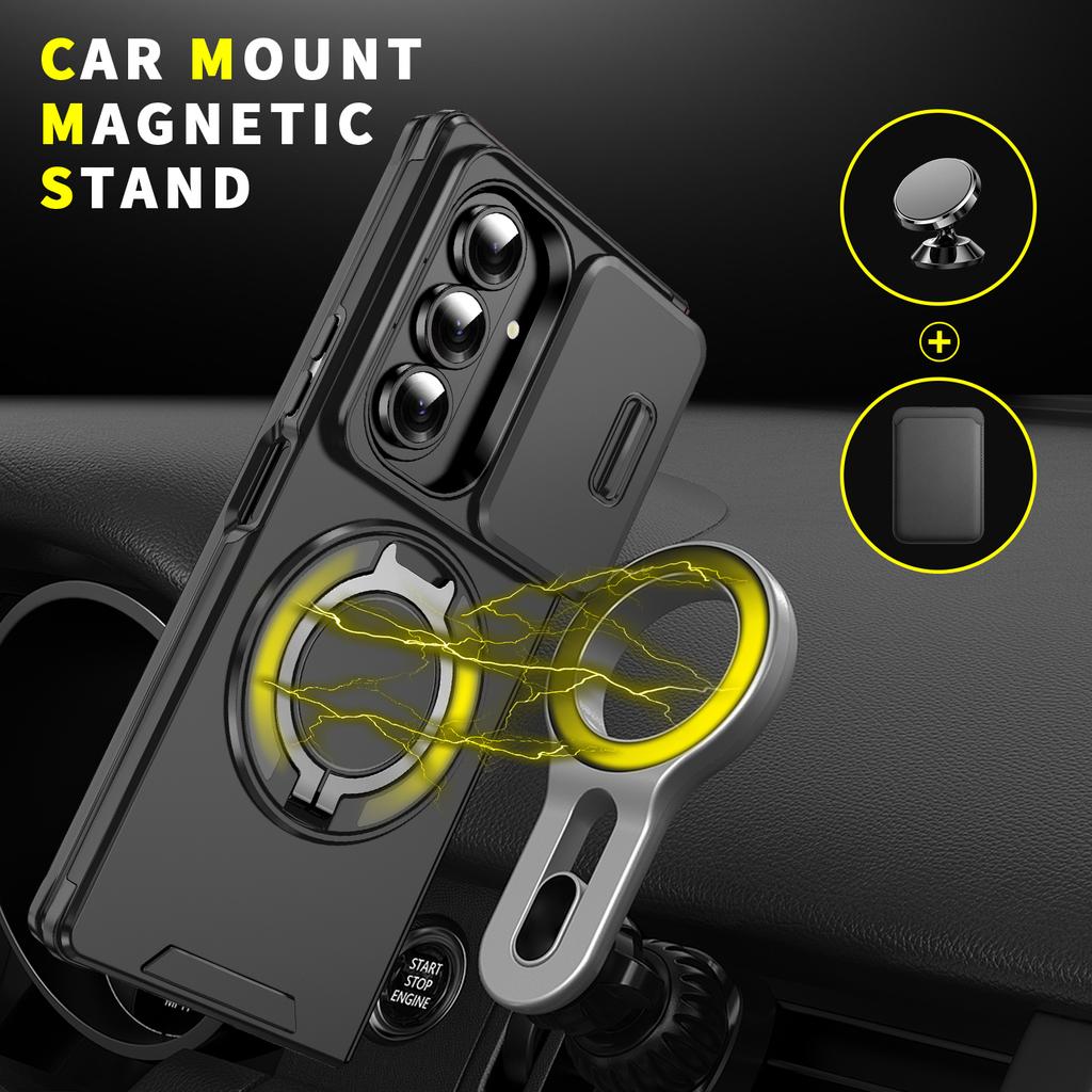 Stand Ring Case for Samsung Galaxy Z Fold7 Fold6 Fold 7 6 5G ZFold7 Slide Lens Camera Protector Armor CASES