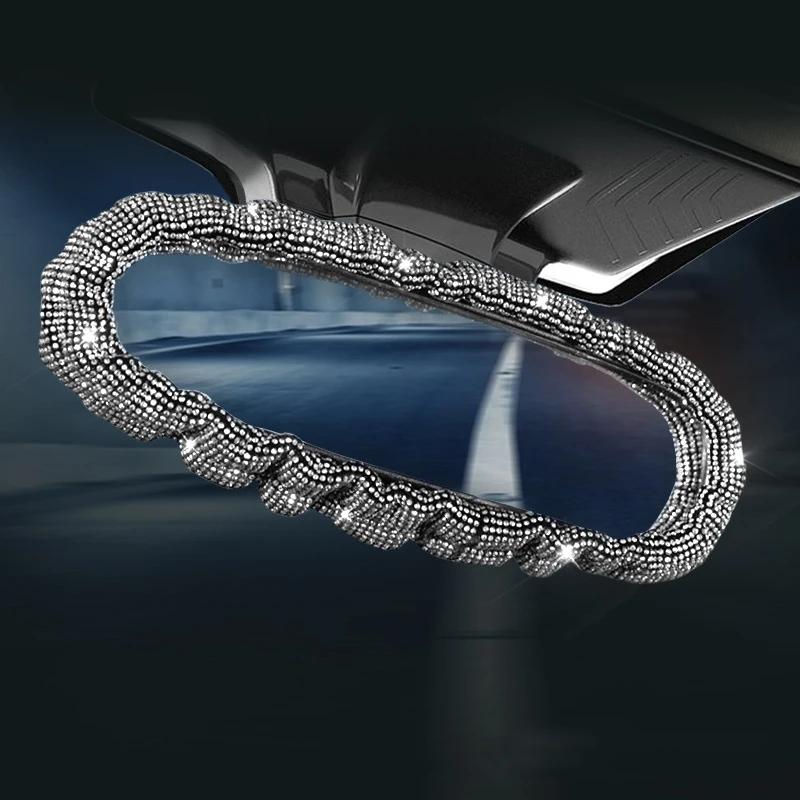 Блестящие женские автомобильные аксессуары для девочек, ручной тормоз, переключатель передач, зеркало заднего вида, подлокотник, накладка на плечо, комплект украшений из стразов