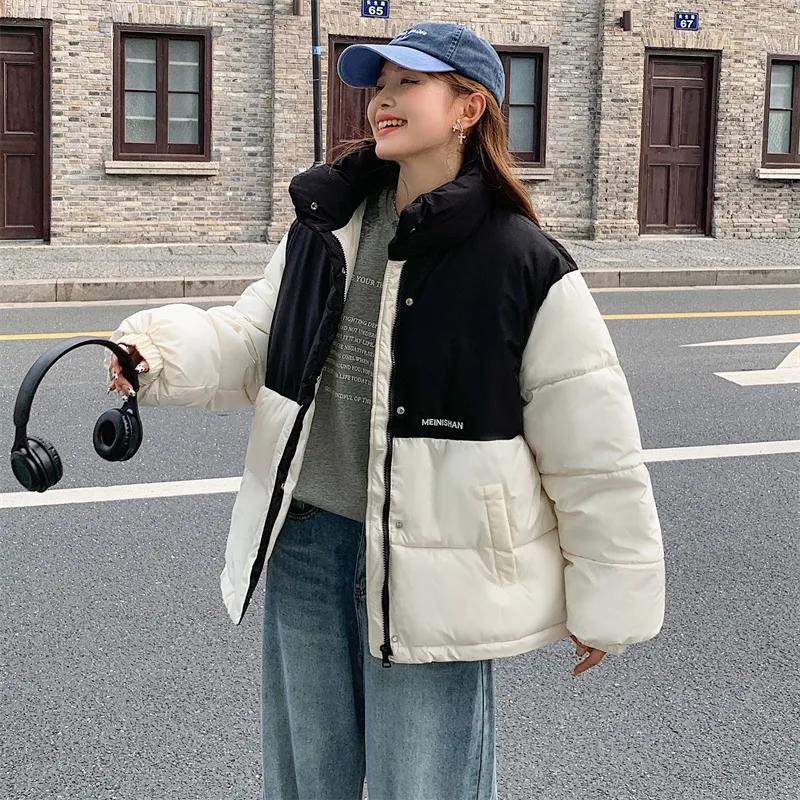 2024 New Women Winter Stand-Up Collar Short Coat Thick Down Cotton Padded Jacket Woman Loose Overcoat Fashion Casual Parka Mujer