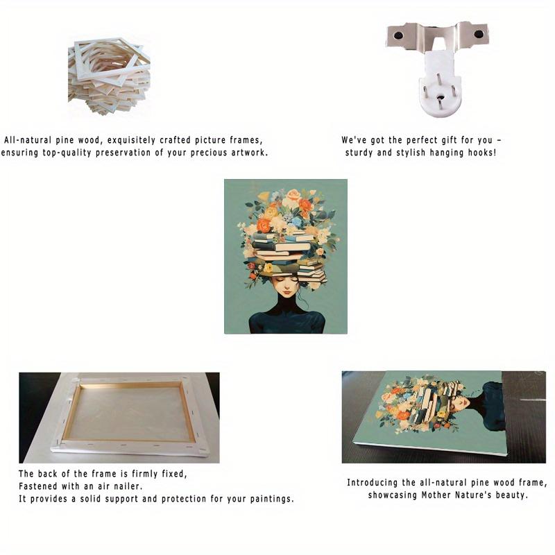 With Frame Chic Girl Reading Book Canvas Art Inspiring Retro Wall Decor for Living Room Bedroom Bathroom and More Perfect Gift Idea