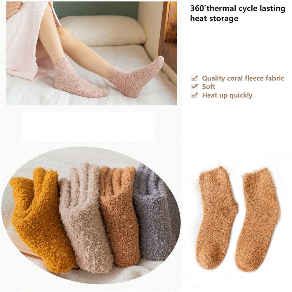 Christmas Gift Winter Warm Breathable Soft Coral Velvet Socks Bed Floor Fluffy Cosy Sleep Socks