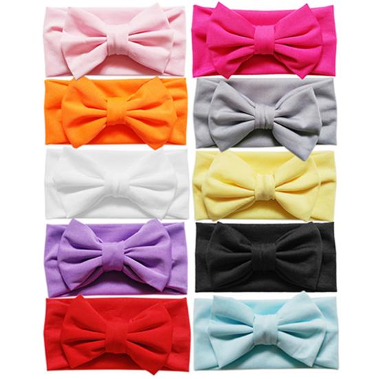 Милая однотонная повязка на голову с бантом ярких цветов для малышей, аксессуар для волос