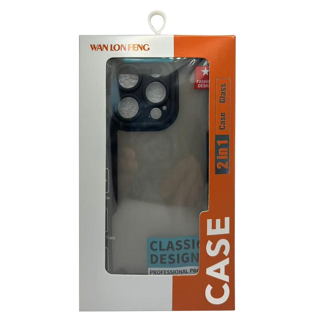 WANLONFENG MFFJ Series For iPhone 16 Case Anti Drop TPU Phone Back Cover with Screen Film - Black