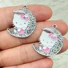 10/40PCS Cartoon Moon Cute Cat Necklace Pendant Accessories Simple and Personalized Kitten Handmade DIY Pendant