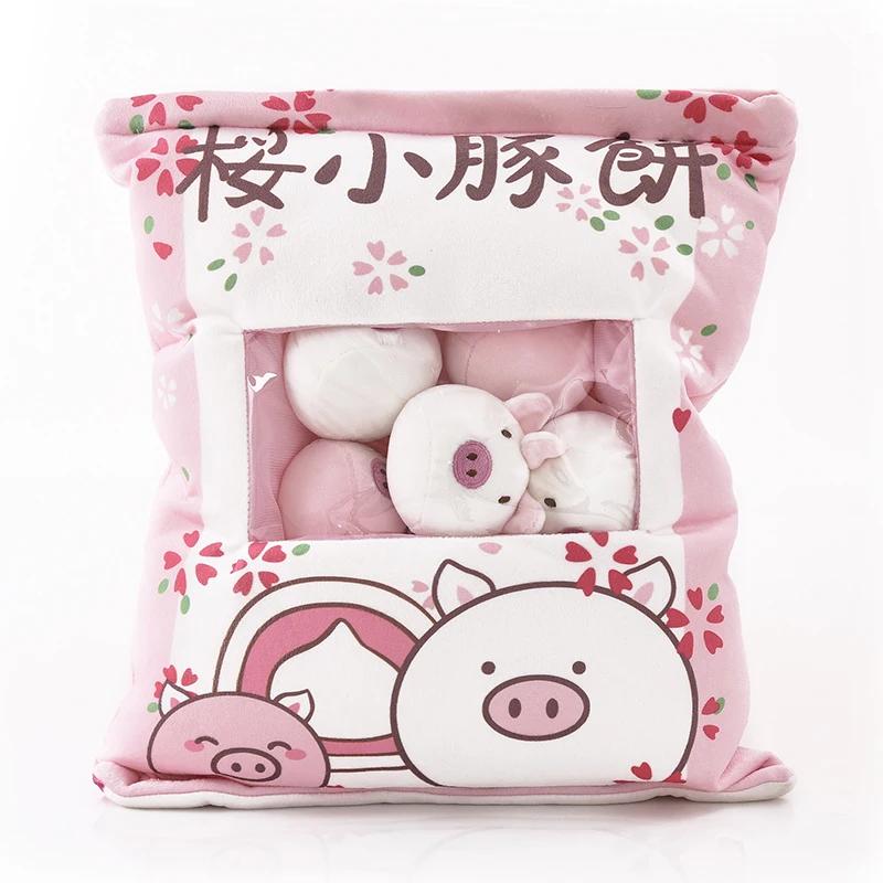 A Large Bag of Cat Rabbit and Pig Snacks Throw Pillows Plush Toys Doll Soft Stuffed Animal Gifts for Kids and Girls