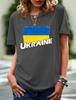 2024 New Women's Printed Ukraine Flag Short-sleeved Support Ukrainian Round Neck Short-sleeved 3D T-shirt
