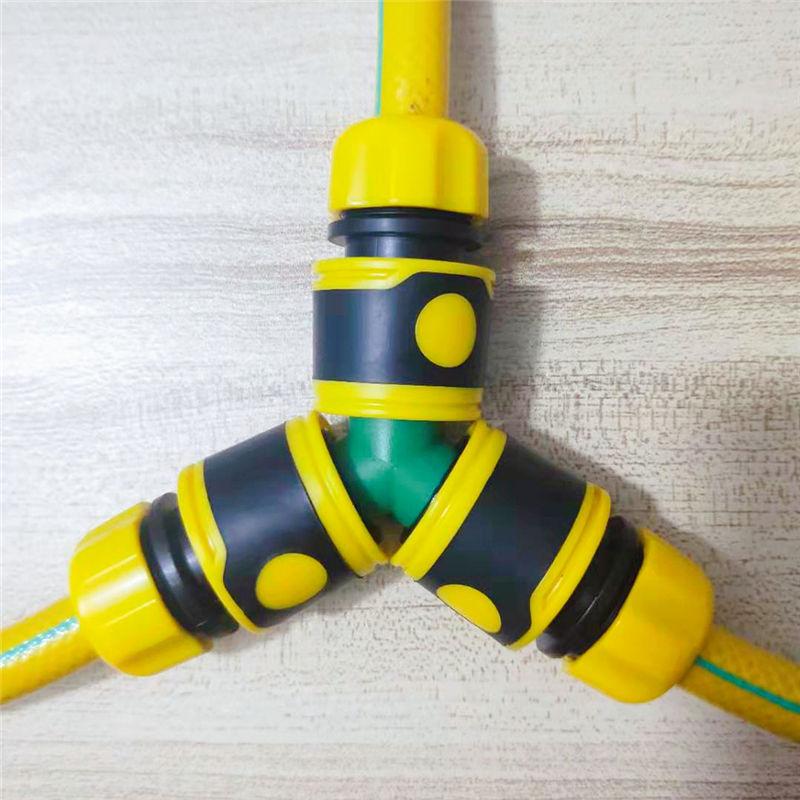 Трехходовой пластиковый разветвитель-переходник для шланга water pipe hose splitter connector adapter с быстрым клапаном, 1 дюйм.