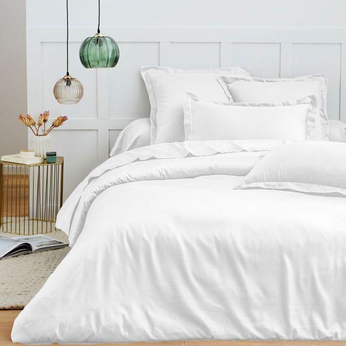 Parure de draps 6 pièces "Premium" pour lit 140 x 190 cm Coton Pur - Prémium Neige -